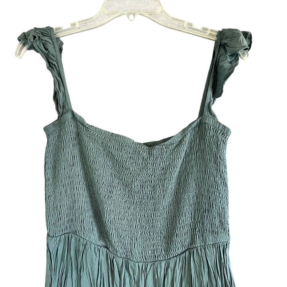 AAKAA Rayon Wide Leg Cropped Jumpsuit Smocked Top Culotte Size Large - Picture 4 of 11